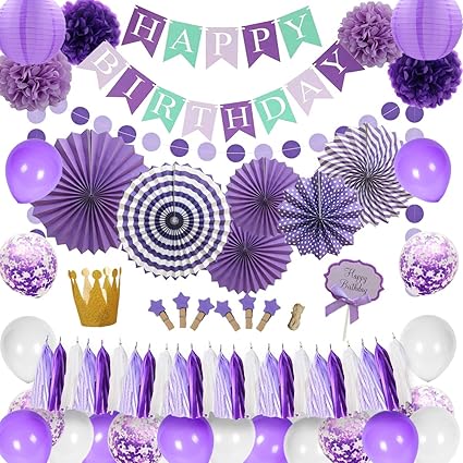 Amazon Com Meuparty Purple Birthday Party Decorations First