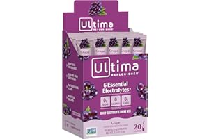 Ultima Replenisher Hydrating Electrolyte Powder, Grape, 20 Count Box, no Sugar, no Carbs, no Calories, Keto, Gluten-Free, Non-GMO, Vegan