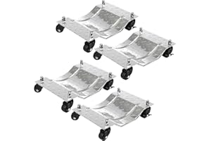 4-Pack Heavy Duty Car Dolly, Cuisinaid Wheel Car Dolly Ball Bearings Skate with 360° Rotational Wheel for Moving Cars, Trucks, Trailers, Motorcycles, Makes Moving A Car Easy, 6000 lbs Capacity, Sliver