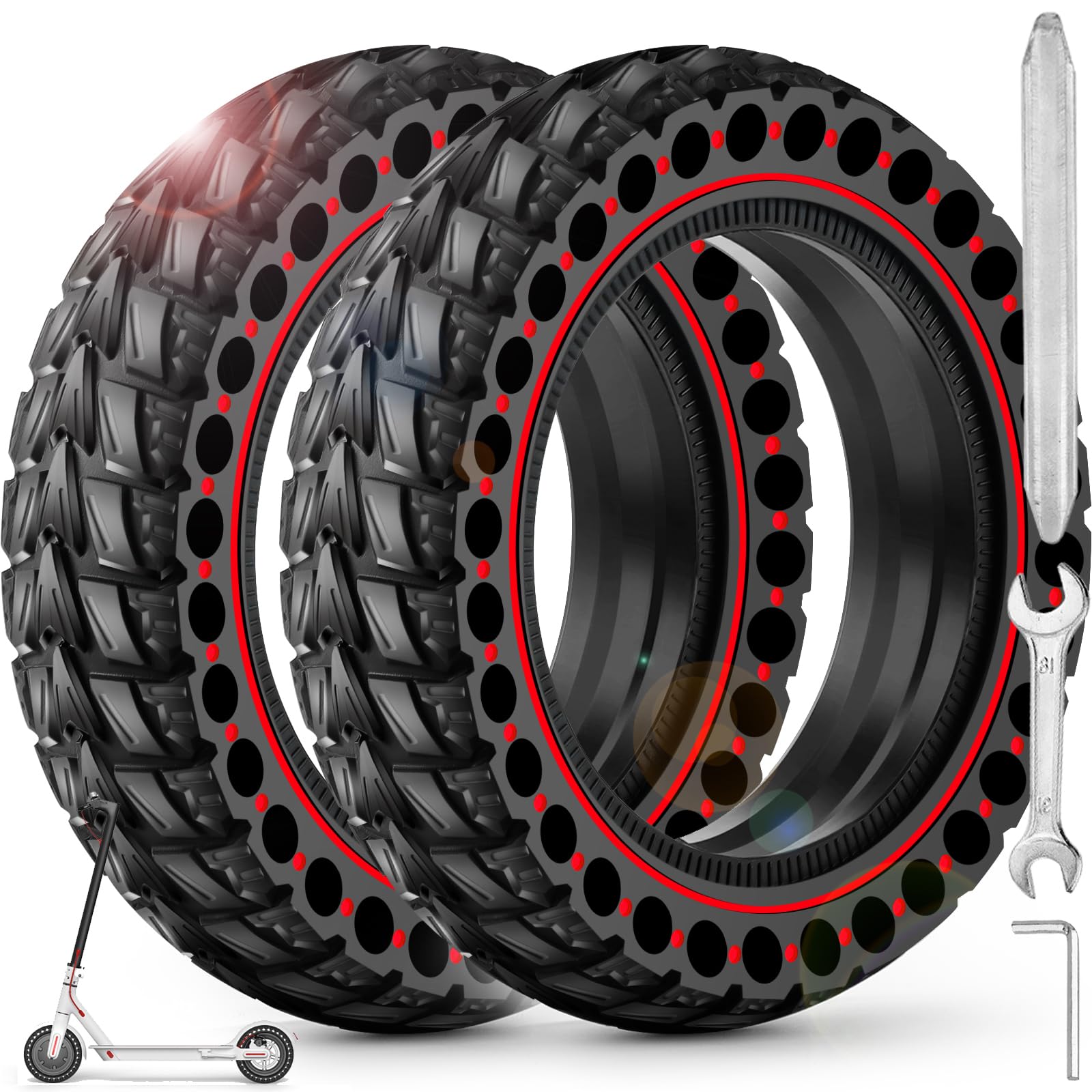 BANGTING 2PCS 50/75-6.1 Solid Tyre for Electric Scooter, 8.5x2 inch E Scooter Tyres, 8 1/2 x2 Replacement Tire Compatible with Xiaomi 3 Lite / 3 / Pro 2 / 1s / M365 / M365 Pro (Red)