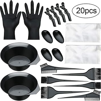 Amazon Com 20 Pieces Hair Dye Coloring Kit Hair Tinting Bowl Dye Brush Ear Cover Gloves For Diy Salon Hair Coloring Bleaching Hair Dryers Hair Dye Tools 14 8 X 4 8 Cm Small