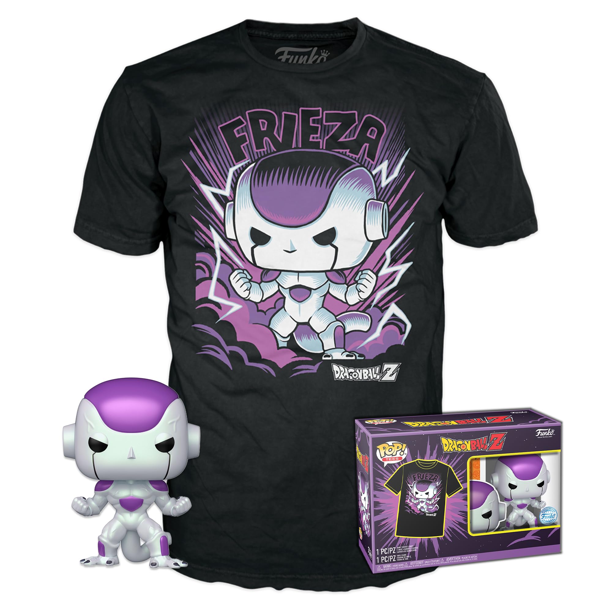 Funko Pop! & Tee: DBZ - Frieza FF - Large - (L) - Dragon Ball Z - T-Shirt - Clothes With Collectable Vinyl Figure - Gift Idea - Toys and Short Sleeve Top for Adults Unisex Men and Women - Anime Fans