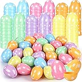 Bucherry 60pcs Fillable Easter Eggs 2.36 Inch Macaron Colors Plastic Easter Eggs with White Dot Print Empty Bulk for Surprise Egg Hunt Filling Treats Holiday Party Favor Outdoor Decoration