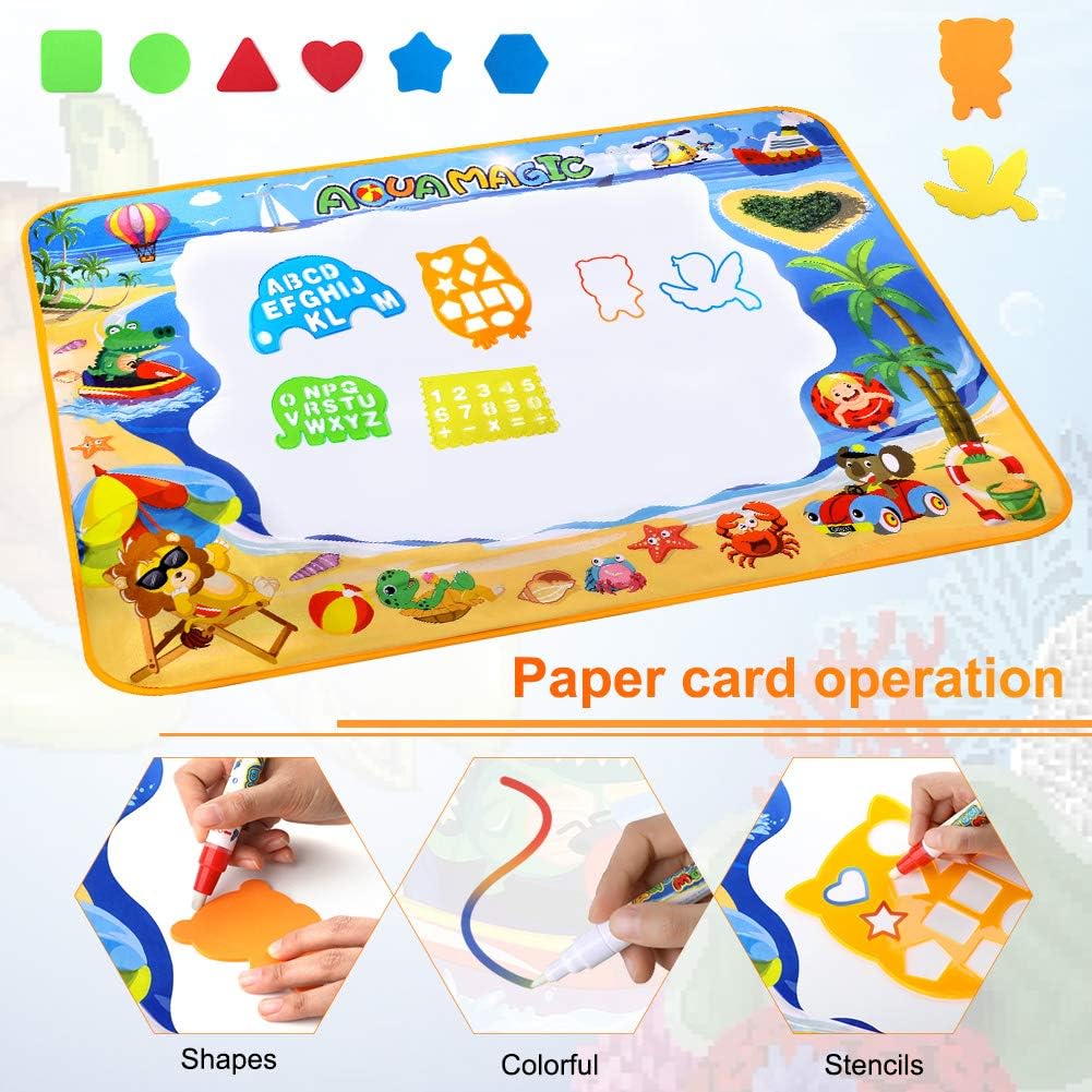 Toyard Doodle Mat, Large Aqua Magic Water Drawing Mat Toy Gifts for Boys Girls Kids Painting Writing Pad Educational Learning Toys for Toddler: Toys & Games
