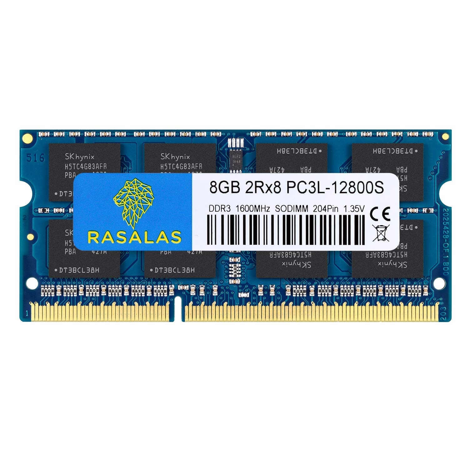 Rasalas 8GB PC3L-12800S DDR3 1600mhz Laptop RAM DDR3L 1600 2Rx8 PC3-12800S 8GB 1.35V 204-Pin CL11 Dual Rank Ram Laptop Chips
