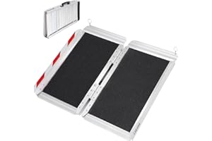 LIEKUMM 2ft Foldable Aluminum Wheelchair Ramp, 600LBS Capacity, 30" Wider Non-Slip Threshold Ramp, Portable Wheelchair Ramp for Stairs, Home, Doorways