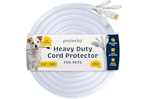 PROTECTO Heavy Duty Cord Protectors from Pets No Chew Solution, 10ft Easy to Use Dog & Cat Cord Protector, Clear & Odorless Critter Cord Covers for Pets, Power Audio & Video Wire Protector Tubing