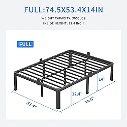MAF 14 Inch Full Size Metal Platform Bed Frame with