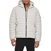 Tommy Hilfiger Mens Stretch Poly Hooded Packable Jacket With Sherpa Lining