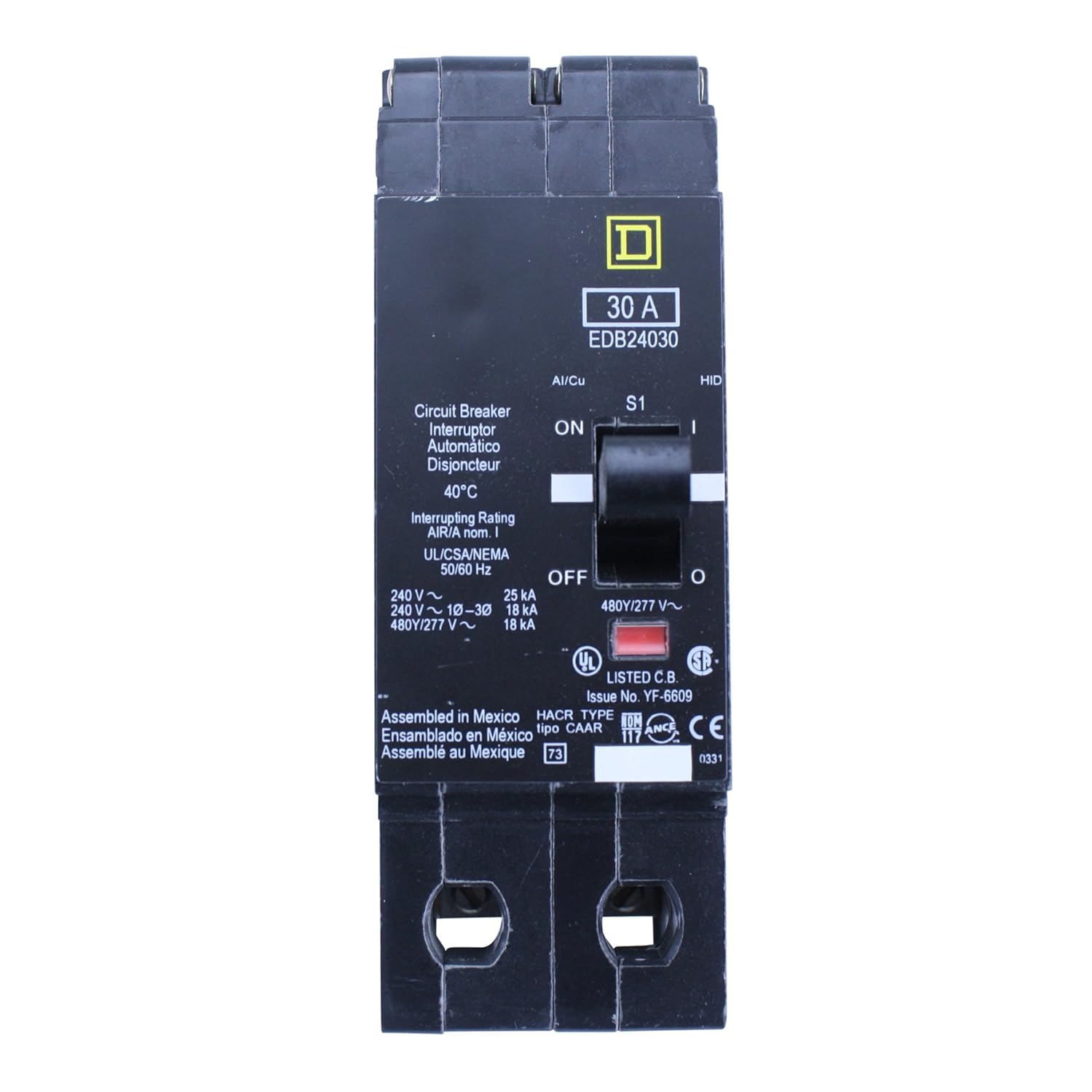 Square D EDB24030 EDB Type Circuit Breaker, 30Amp, 2Pole, 480Y/277V
