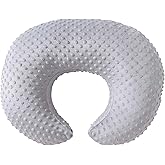 QUENESS Nursing Pillow Cover Breastfeeding Pillow Cases Plush Dot Slipcover (Gray)
