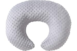 QUENESS Nursing Pillow Cover Breastfeeding Pillow Cases Plush Dot Slipcover (Gray)