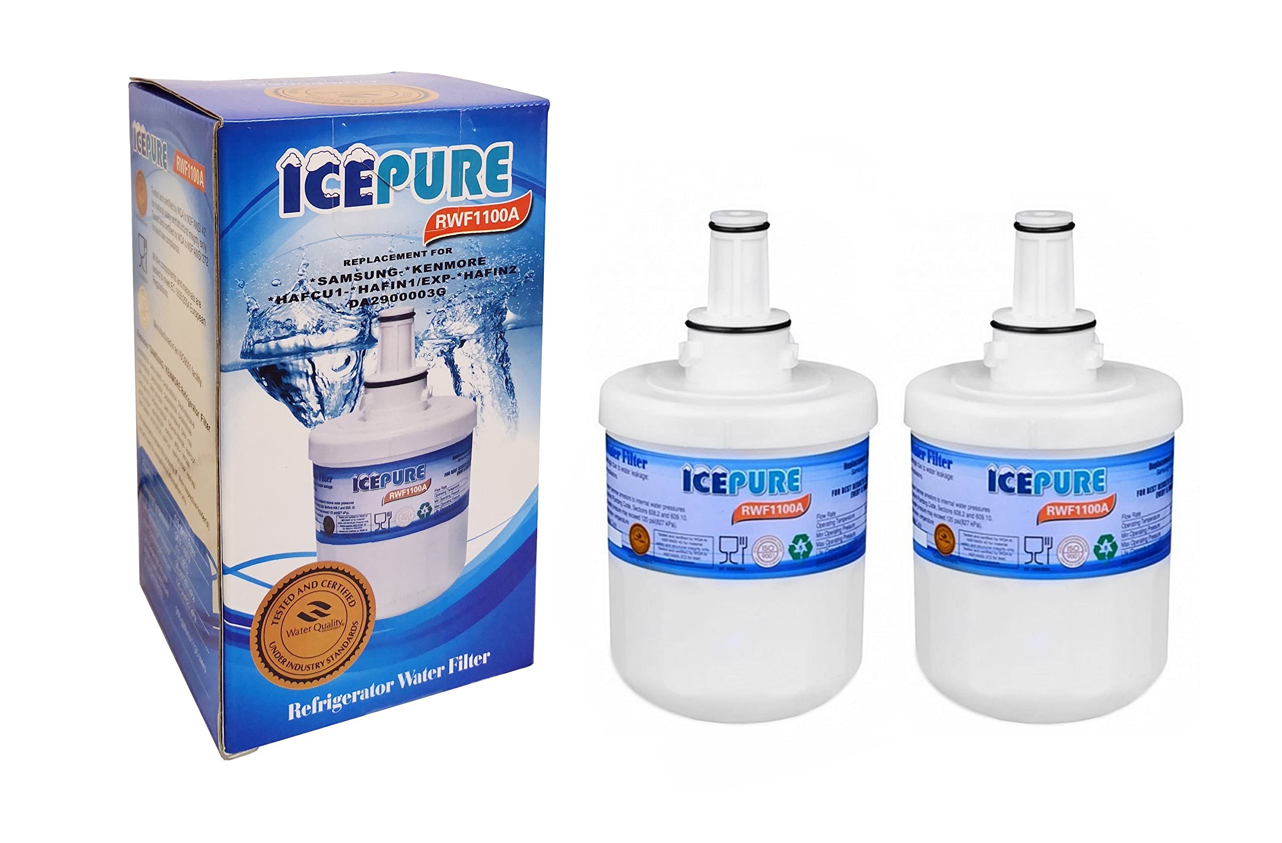 2 x Icepure RWF1100A Fridge Water Filter Compatible For Samsung DA29-00003G