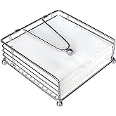 hiwafifi Napkin Holder for Table, Flat Napkin Dispenser with Weighted Arm, Square Cocktail Paper Holder of Elegant Rustic Iro