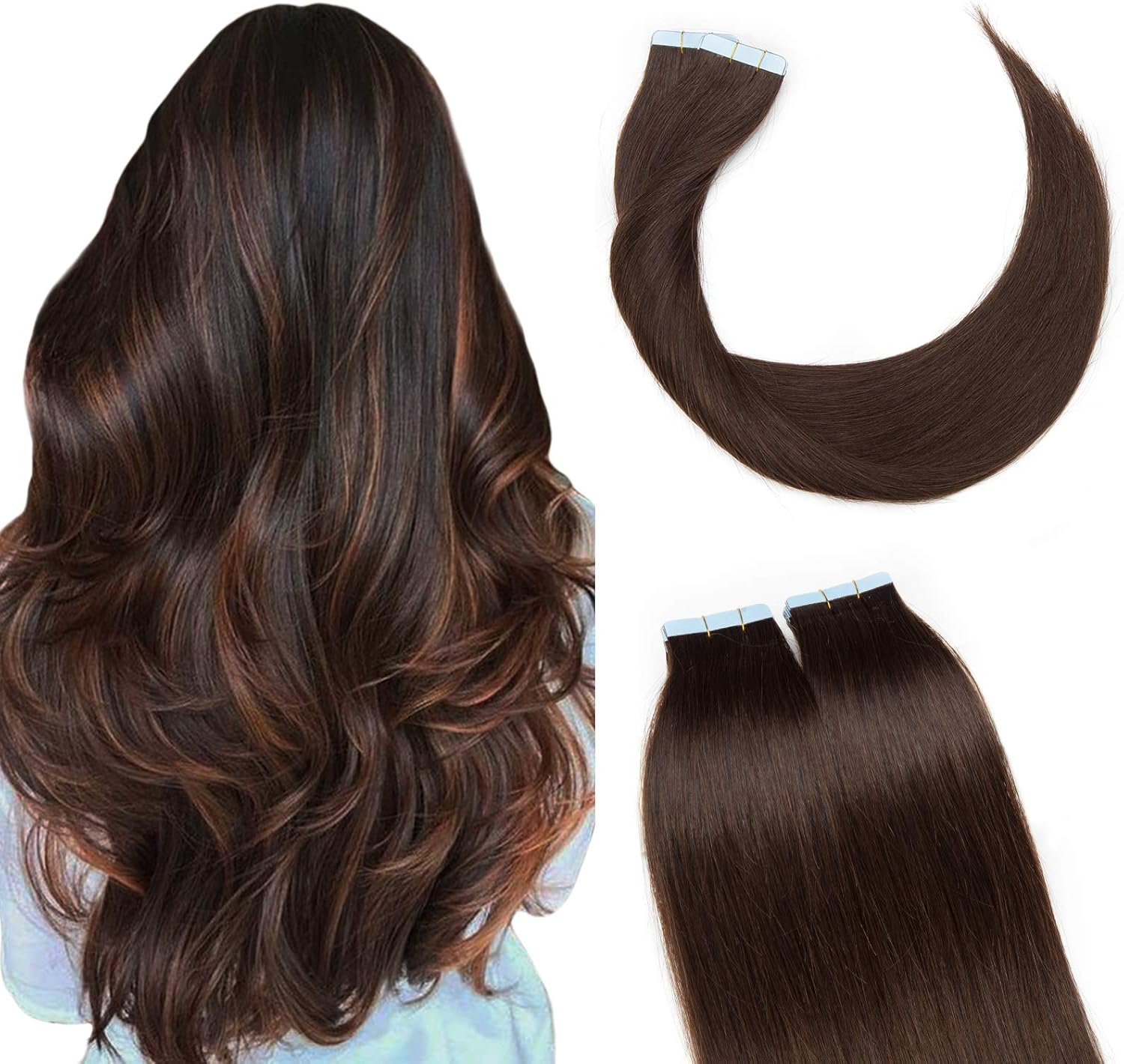 14 Inch Real Human Hair Tape in Extensions 100 Remy Human Hair