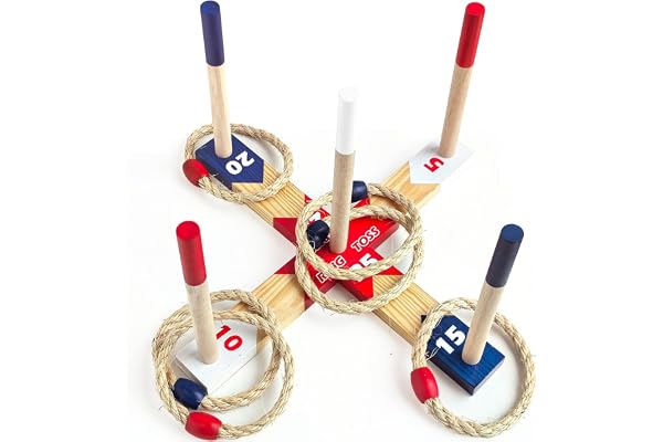 Ring Toss Game Quoits Wooden Game Throwing Indoor & Outdoor Game for Family