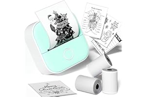 POKELABEL Print Pod Mini Printer T02 with 3 Paper Rolls, Bluetooth Thermal Printer, Inkless Sticker Maker Machine for Birthday Giftware, Journal, Note, Plan, Early Education