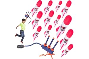 COSOOS Rocket Launcher for Kids, 12 Foam Rockets Toy & Sturdy Stomp Launch Pad, Adjustable 2in1 Air Rocket Set Shoots Up to 100 Ft, Fun Sport Outdoor Toys for Kid Boy Girl, Christmas Stocking Stuffer