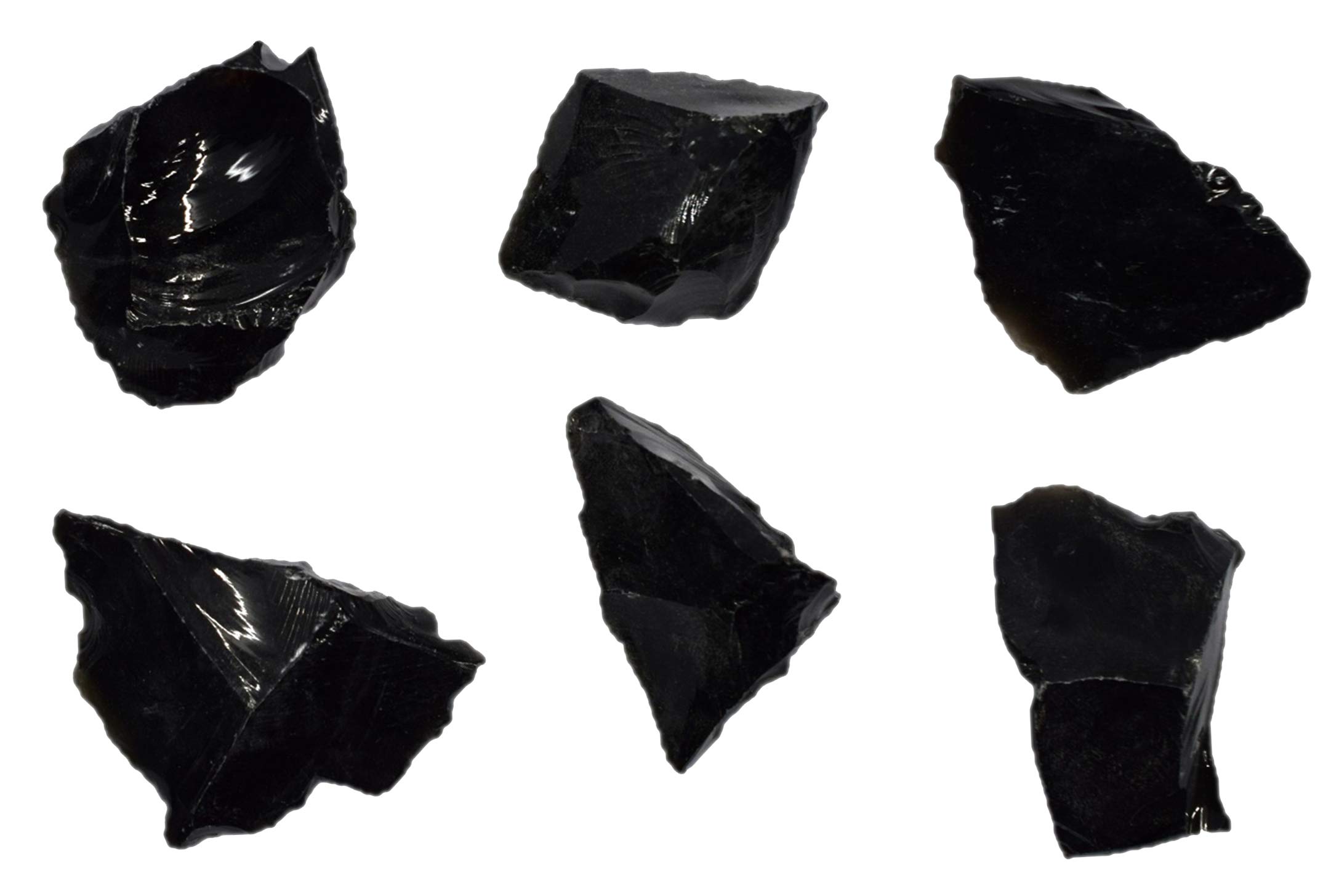 6PK Raw Obsidian, Igneous Rock Specimen - Approx. 1"- Geologist Selected & Hand Processed - Great for Science Classrooms - Eisco Labs