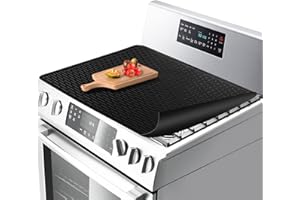 MILADO Stove Top Covers Electric Stove Cover, 30 x 20.86 Inch Silicone Stove Top Protector,Silicone Stove Mat,Heat Resistant Flat RV Range Stovetop Protector (Black)