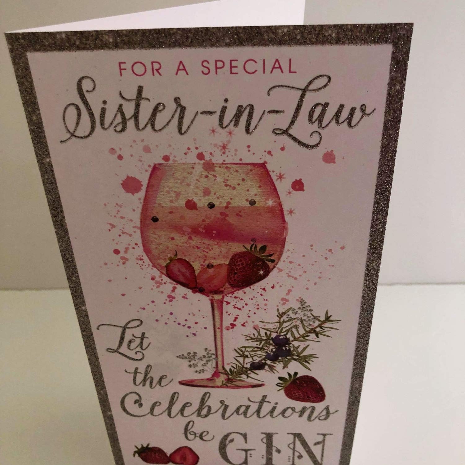 Nigel Quiney Birthday Card for Sister in Law- Pretty Gin Glass Design, Birthday Greeting Card for a Special Sister in Law - Image 4