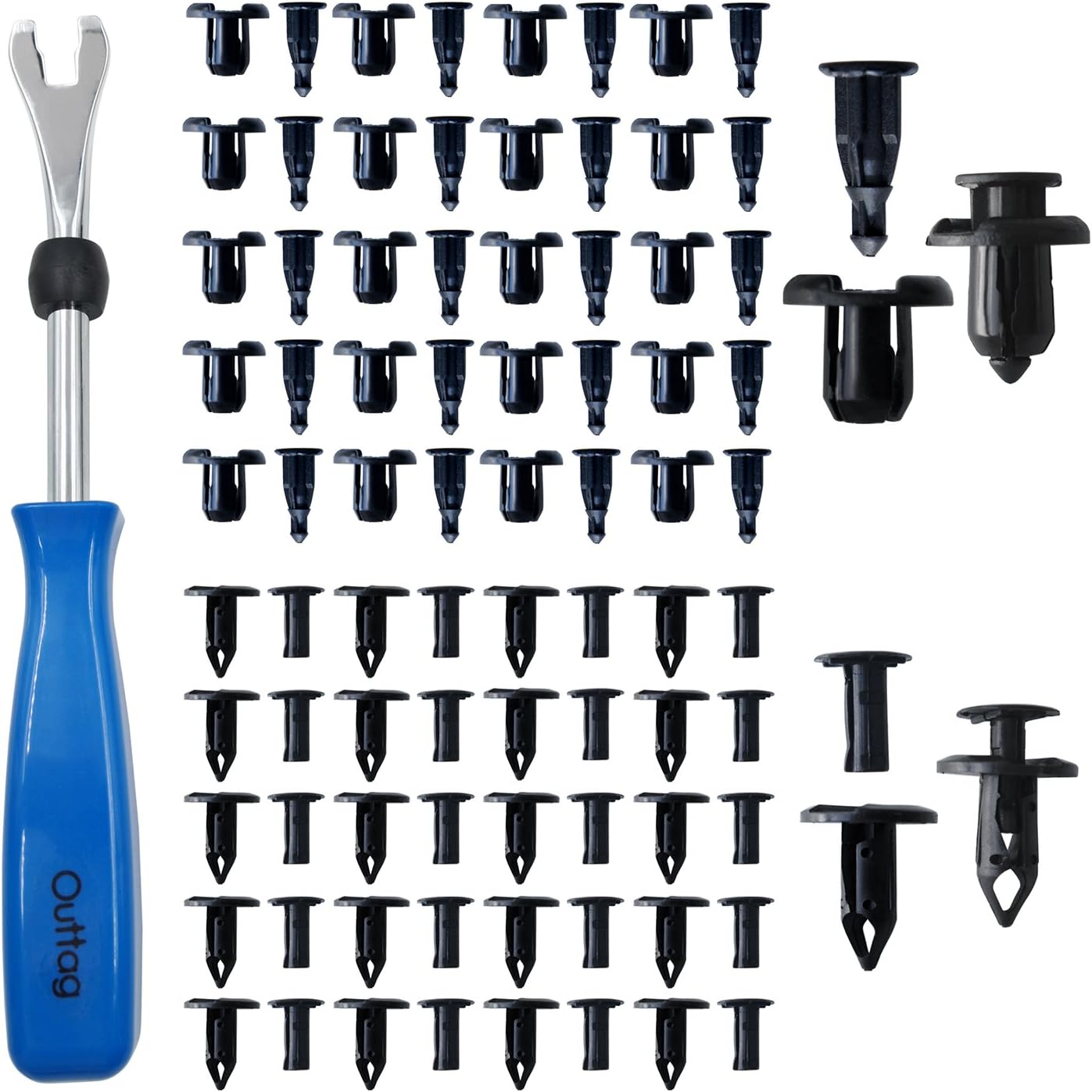 Amazon Outtag 自動車 内張クリップ クリップクランプツール 8mm 10mmフェンダー 内張クリップ トリム クリップ プッシュクリップ クリップ ホンダ適用 ドア パネル 修理 改装道具 ボディ フェンダー補修ツール 車 バイク