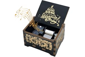 SOOHARIC Music Box Happy Birthday Gifts for Boys, Girls, Friends - 18 Note Mechanism Wooden Music Box Wind Up