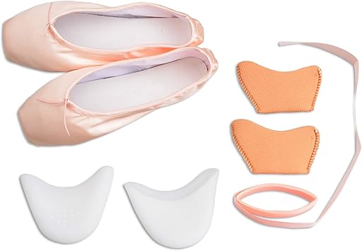 Amazon Kukome トウシューズ バレエシューズ バレエ用品 シリコントウパッド付き 大人用 子供用 リボン付属 練習用 初心者から上級者適用 舞台用 エレガントピンク 43 Kukome バレエ