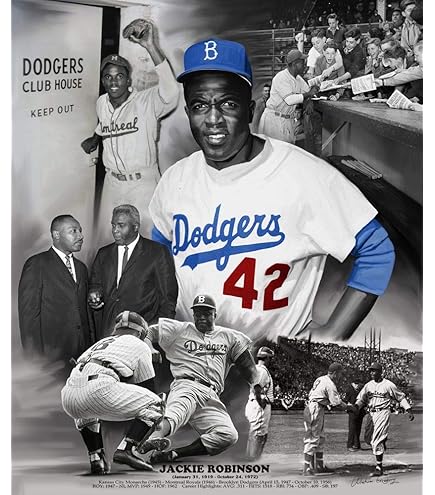 Amazon.com: Wee Blue Coo Vintage Portrait Jackie Robinson Baseball