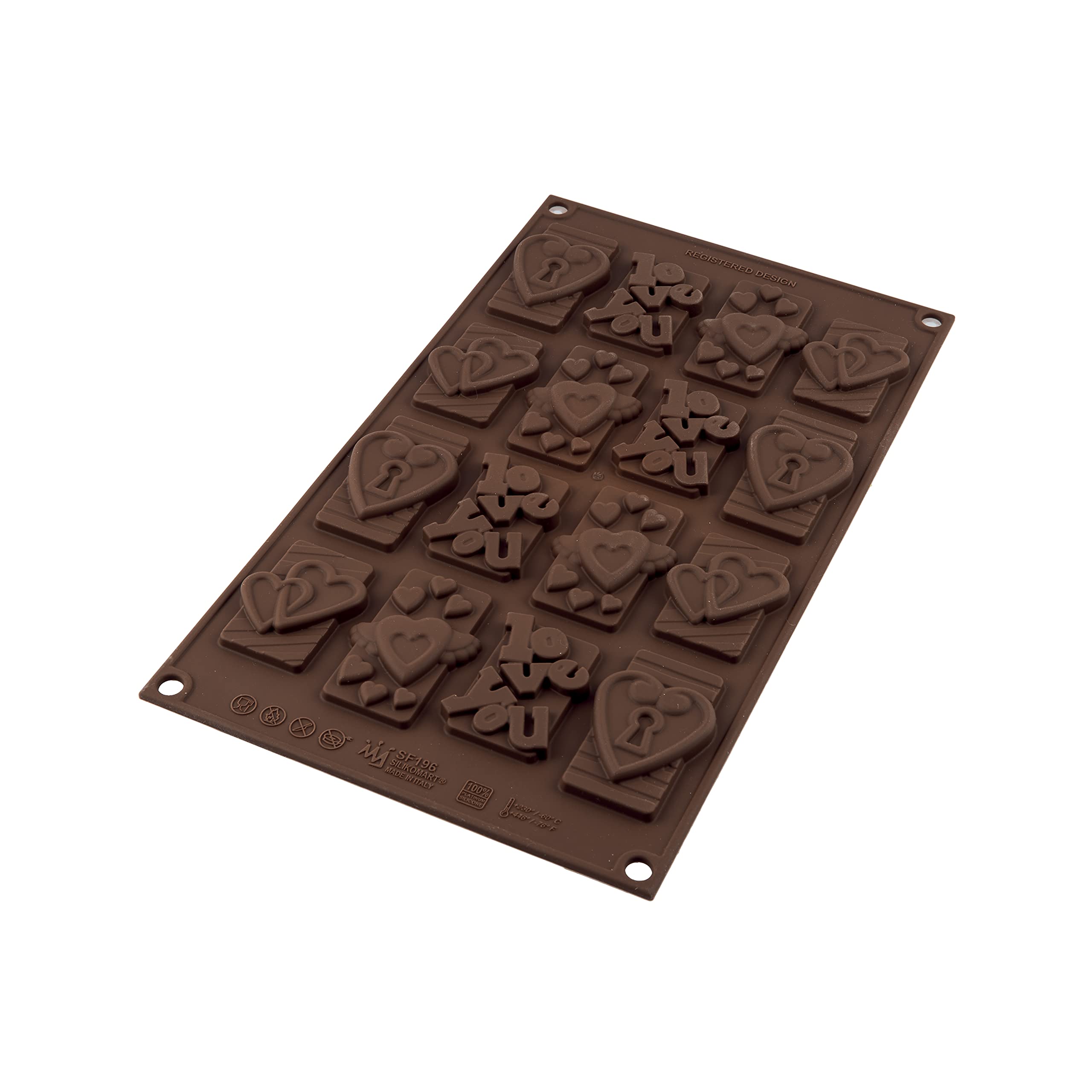 silikomart 26.196.77.0065 Multi-Purpose Silicone Mould Love Theme 32.5 x 17.5 x 2 cm Brown