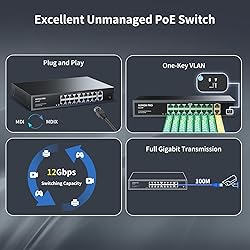 16 Port Gigabit PoE Switch,AUMOX PRO SG518P 18