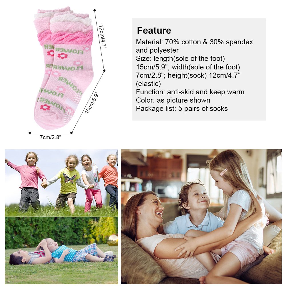 VBIGER 5/6/10 Pairs Toddler Boys and Girls Winter Socks Thick Warm Thermal Socks Cotton Socks Anti-Slip Grip Floor Stockings,Aged 0-5