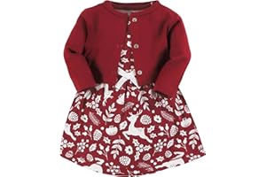 Touched by Nature Infant Toddler Girls Organic Cotton Dress and Cardigan, Rainbows Sunshine