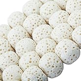 SUNYIK White Lava Rock Essential Oil Diffuser Stone Loose Bead for Jewelry Making 8mm 14"