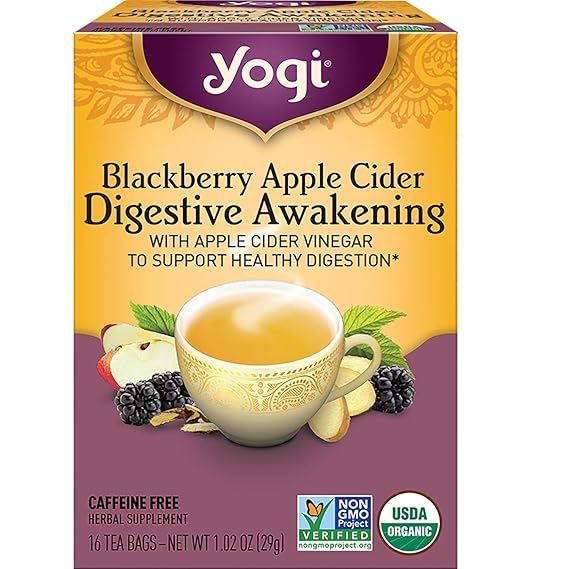 Yogi Tea - Despertar digestivo de sidra de manzana de Blackberry - Paquete de 4, 64 bolsas de té: Amazon.com: Grocery & Gourmet Food