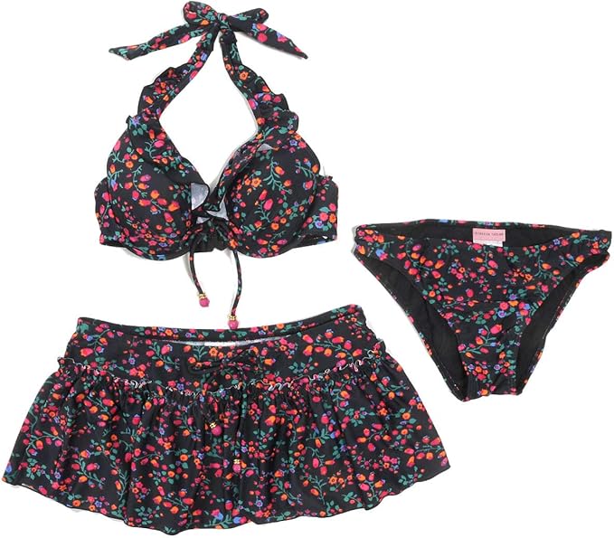 Amazon レベッカテイラー Rebecca Taylor ミニスカート付き花柄ビキニ水着3点セット 8784 ビキニ セパレーツ 通販