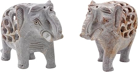 Hashcart Tallada a Mano esteatita Elefante Estatua decoración para el