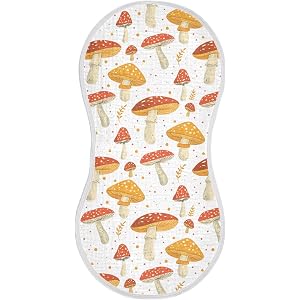 KICPOAY Muslin Baby Burp Cloths, Yellow Red Mushroom White Muslin Washcloths Baby Bibs Rags Comfy Soft Absorbent in for Newbo