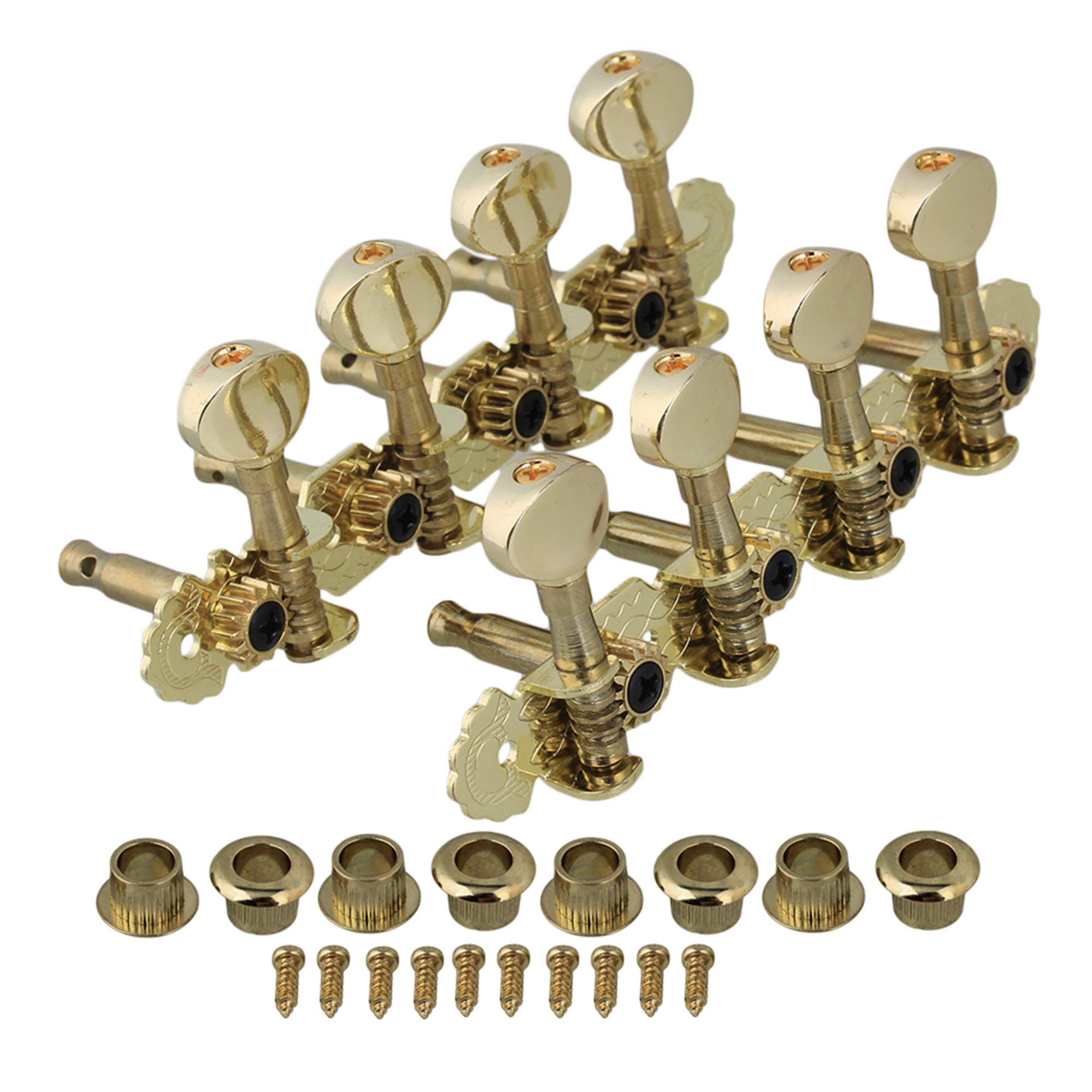 BQLZR Gold Mandolin Machine Heads Tuning Pegs Metal Button Set