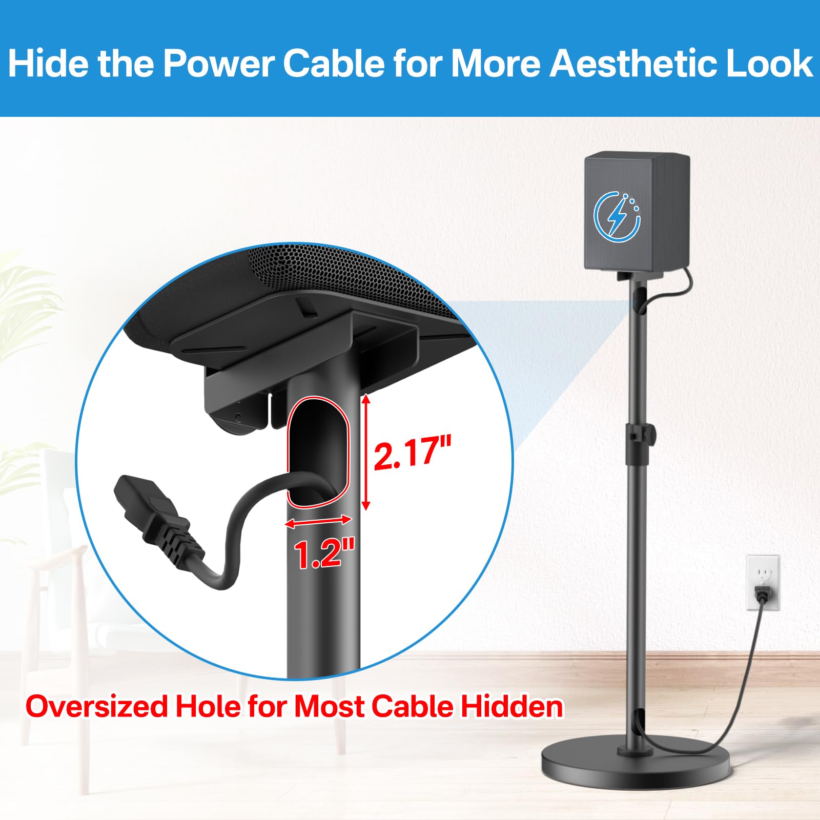 notiela Heavy-Duty Floor Speaker Stands Pair for Samsung HW-Q990C HW-Q990D HW-Q930C Speaker Stand - Height Adjustable for Samsung Rear Speakers Stand with Cable Management