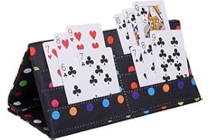SeptCity Card Holders for Playing Cards, Polka Dots Hands Free Folding Playing Card Holder for Bingo Canasta 5 Crowns Poker UNO Family Game Night Accessory for Adult