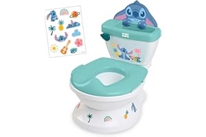 Bright Starts Disney Junior Stitch My Size Potty Training Toilet, Toddler Potty Chair with Flushing & Cheering Sounds, Removable Seat with Splash Guard & Handles, Ages 18+ Months, Up to 50 lbs
