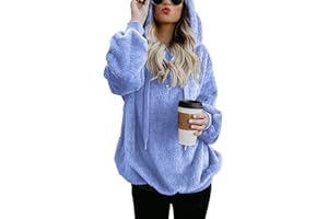 ROMANSTII Women Casual Double Fuzzy Sweatshirt Faux Fleece Zip Pullover Hoodies Coat Outwear S-XXL