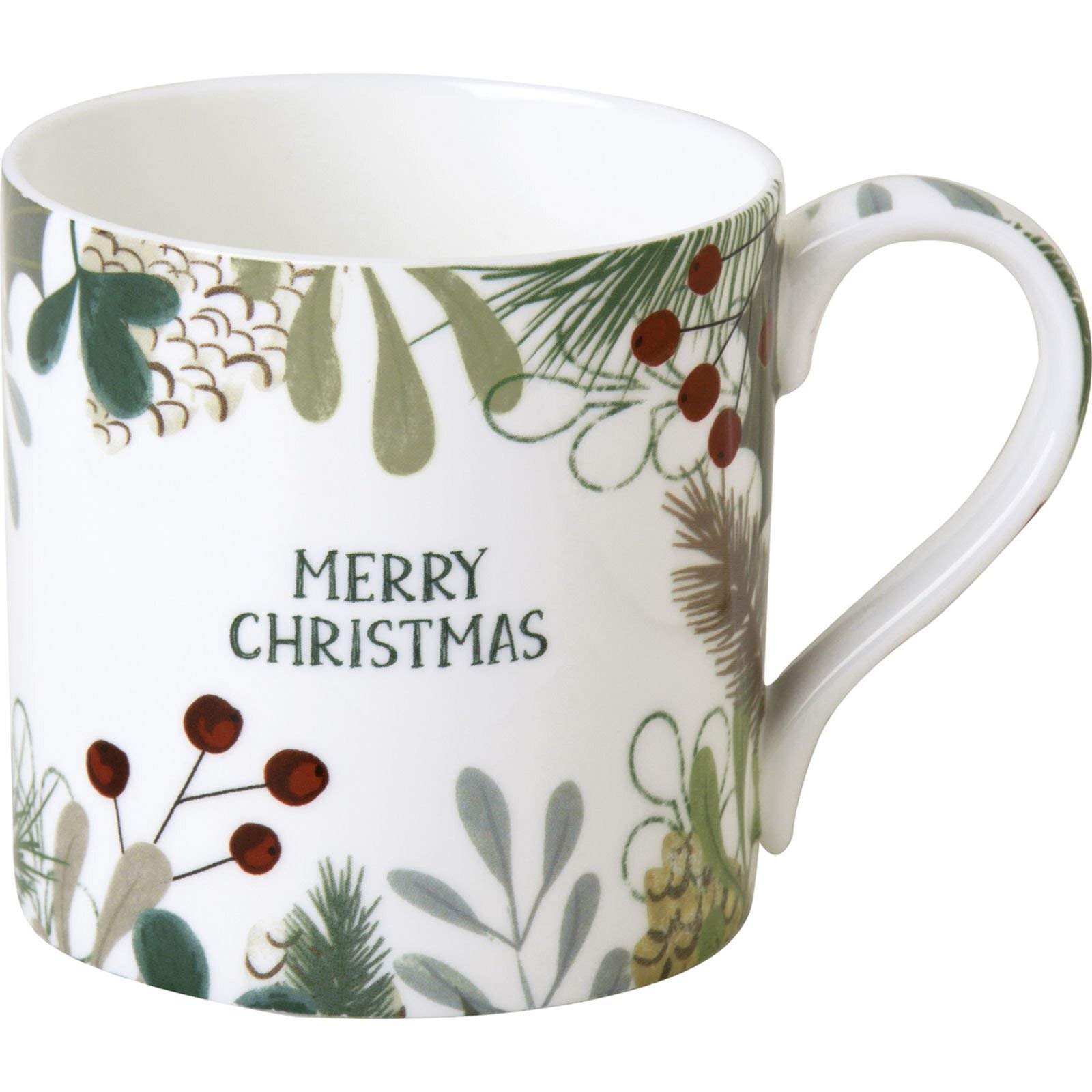 IHR Natural Merry Christmas Coffee Mug, 8.5 x 8.5 cm, White