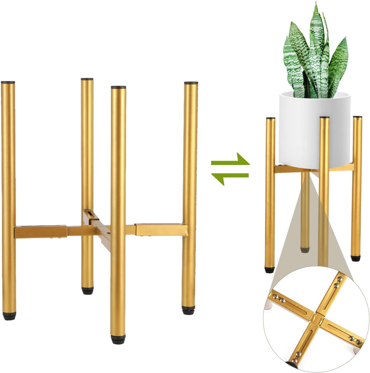Gold Plant Stand Indoor with Adjustable Width Fits 8 to 12