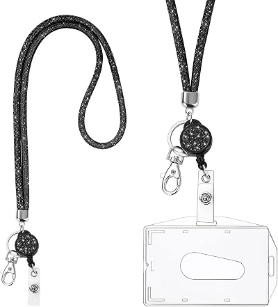Vicloon Victorini Crystal Transparent Card Holder with Lanyard Black