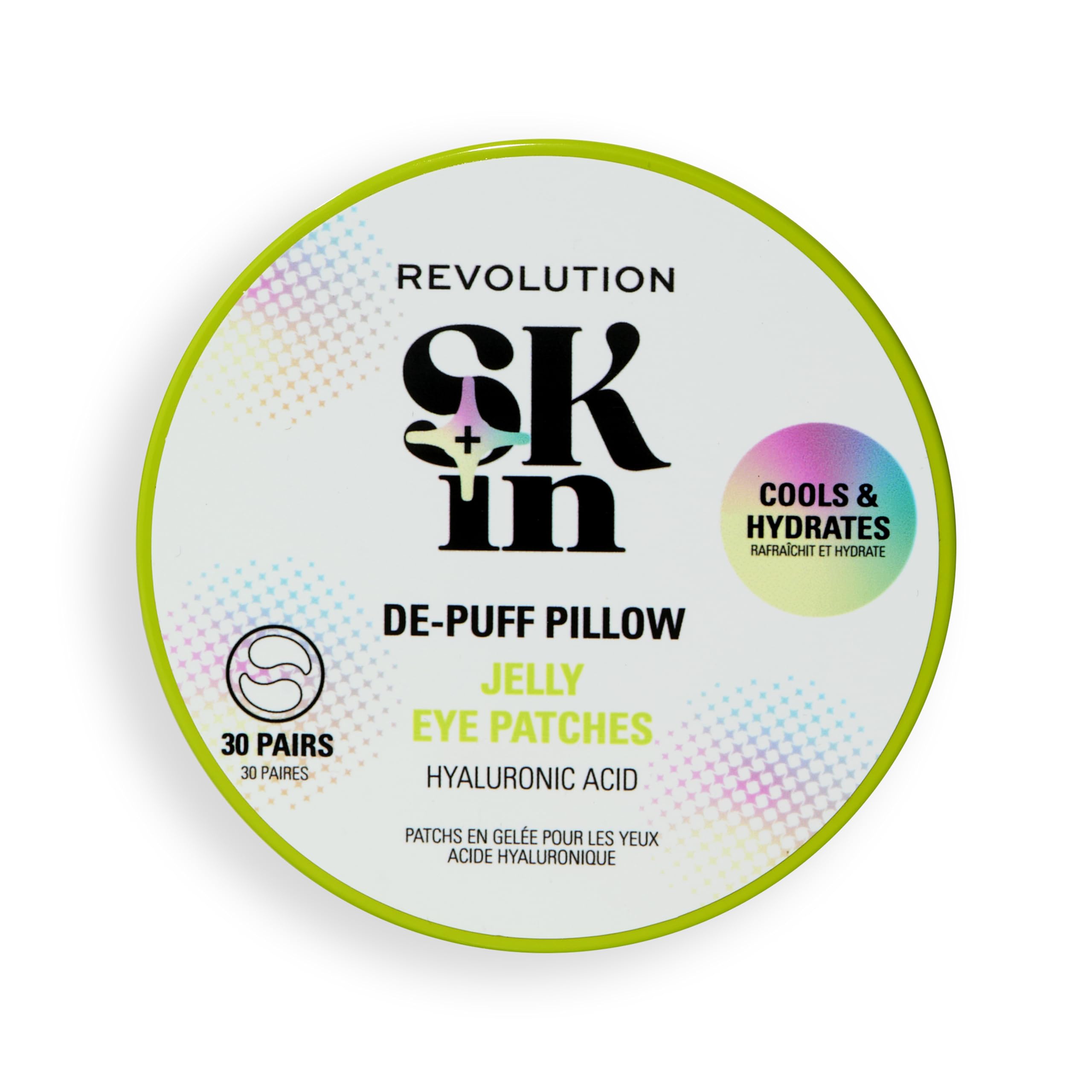 Revolution Skin, De-Puff Pillow Hyaluronic Acid Jelly Eye Patches, Hydrogel Patches, Cools & Hydrates Under-Eyes, Vegan & Cruelty-Free, 30 Pairs