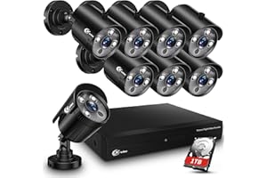 XVIM 8CH 1080P Wired Security Camera System with 1TB Hard Drive, 8pcs HD Outdoor Home Surveillance Cameras Night Vision Remote Access Motion Alert