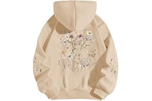 Sulayesh Women's Floral Printed Hoodies Vintage Aesthetic Flower Graphic Sweatshirt Cute Boho Fleece Thermal Hoodie Pullover