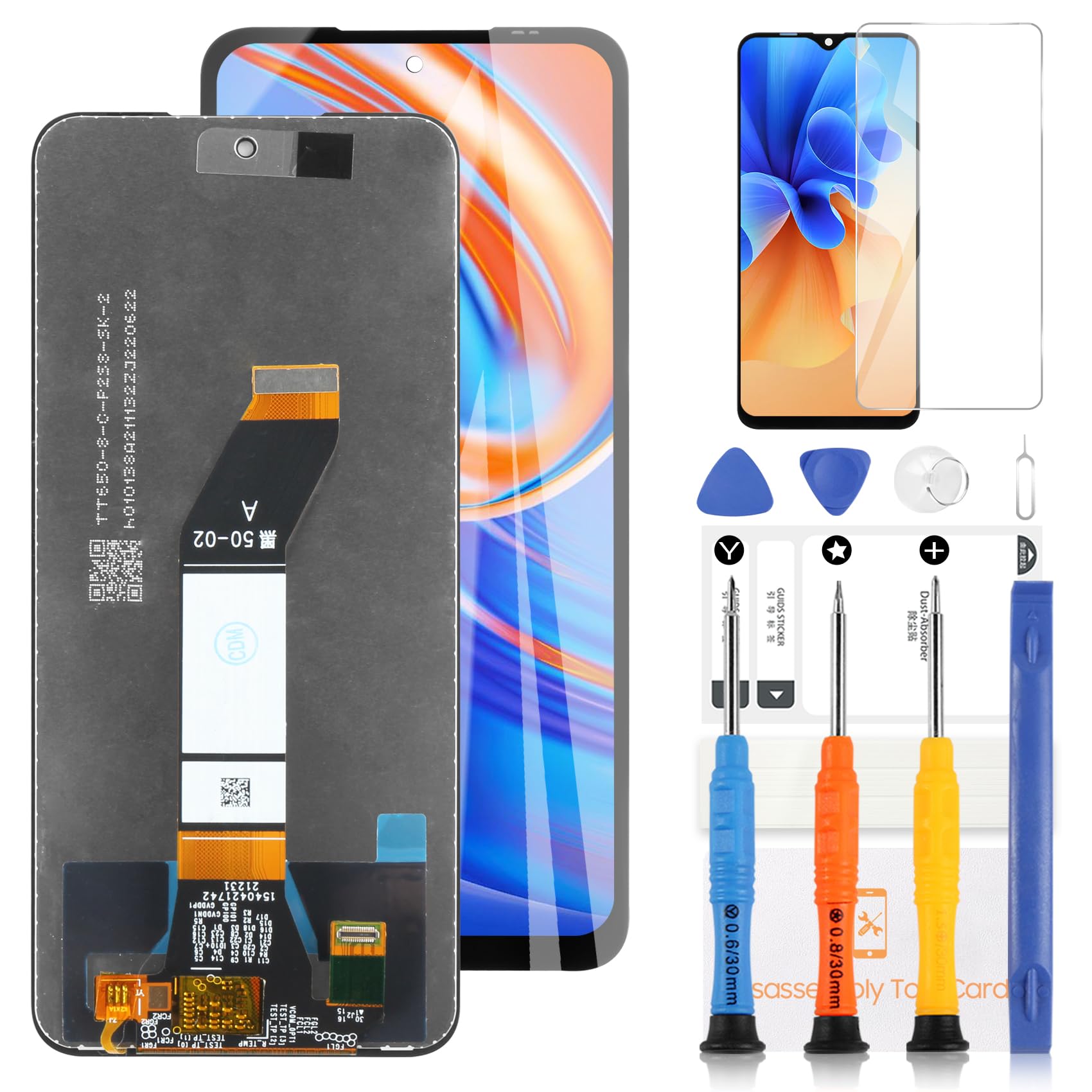 LADYSON For Xiaomi Redmi 10 Screen Replacement Redmi 10 21061119AG 21061119DG 21061119AL LCD Display Touch Panel Glass Digitizer Assembly Pantalla Repair Parts Kit with Tools (Black no Frame)